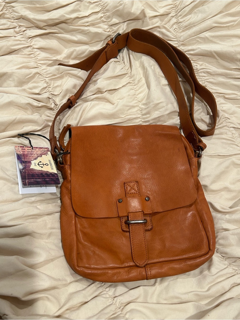 HARBOUR 2Nd Cognac Artisan Leather Messenger Bag with Adjustable Strap
